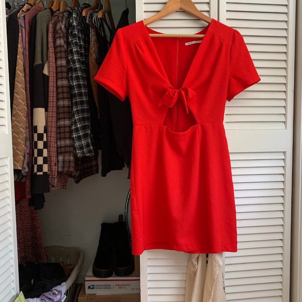 Kimchi Blue Tie Front Mini Dress | Red